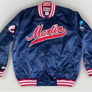 VTG Mark Martin Signed Autographed Satin Varsity NASCAR Jacket Men’s Size Large